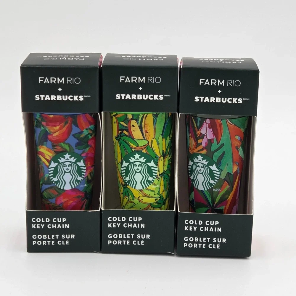 Starbucks Farm Rio NEW Cold Cup Keychain Complete Set of‎ 3 Tropical Brazillian